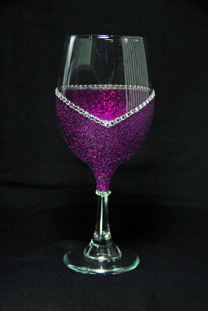 LOVE- Valentine Bling Drinkware Stem or Stemless Wine Glasses-Choose your color - Winey Bitches - Wine- Women- K9's