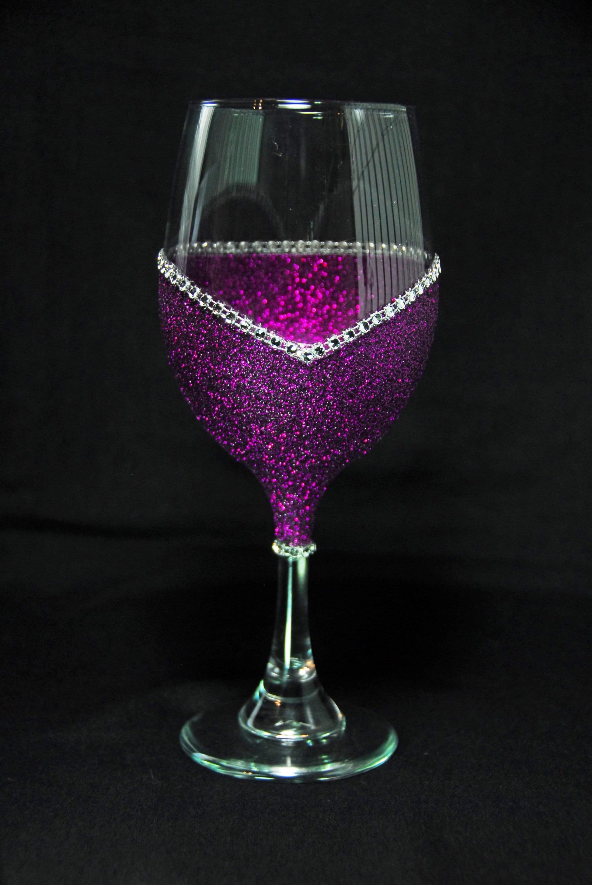 Funny "Crazy Bitch" Saying- Bling Stem or Stemless Wine Glasses-Choose your color - Winey Bitches - Wine- Women- K9's