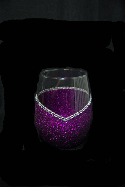 LOVE- Valentine Bling Drinkware Stem or Stemless Wine Glasses-Choose your color - Winey Bitches - Wine- Women- K9's