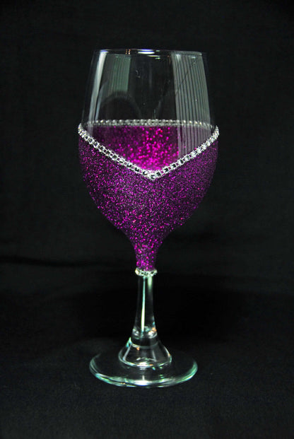 Classy Glassy Bling Stem V Style Wine Glasses-Choose your color - Winey Bitches - Wine- Women- K9's