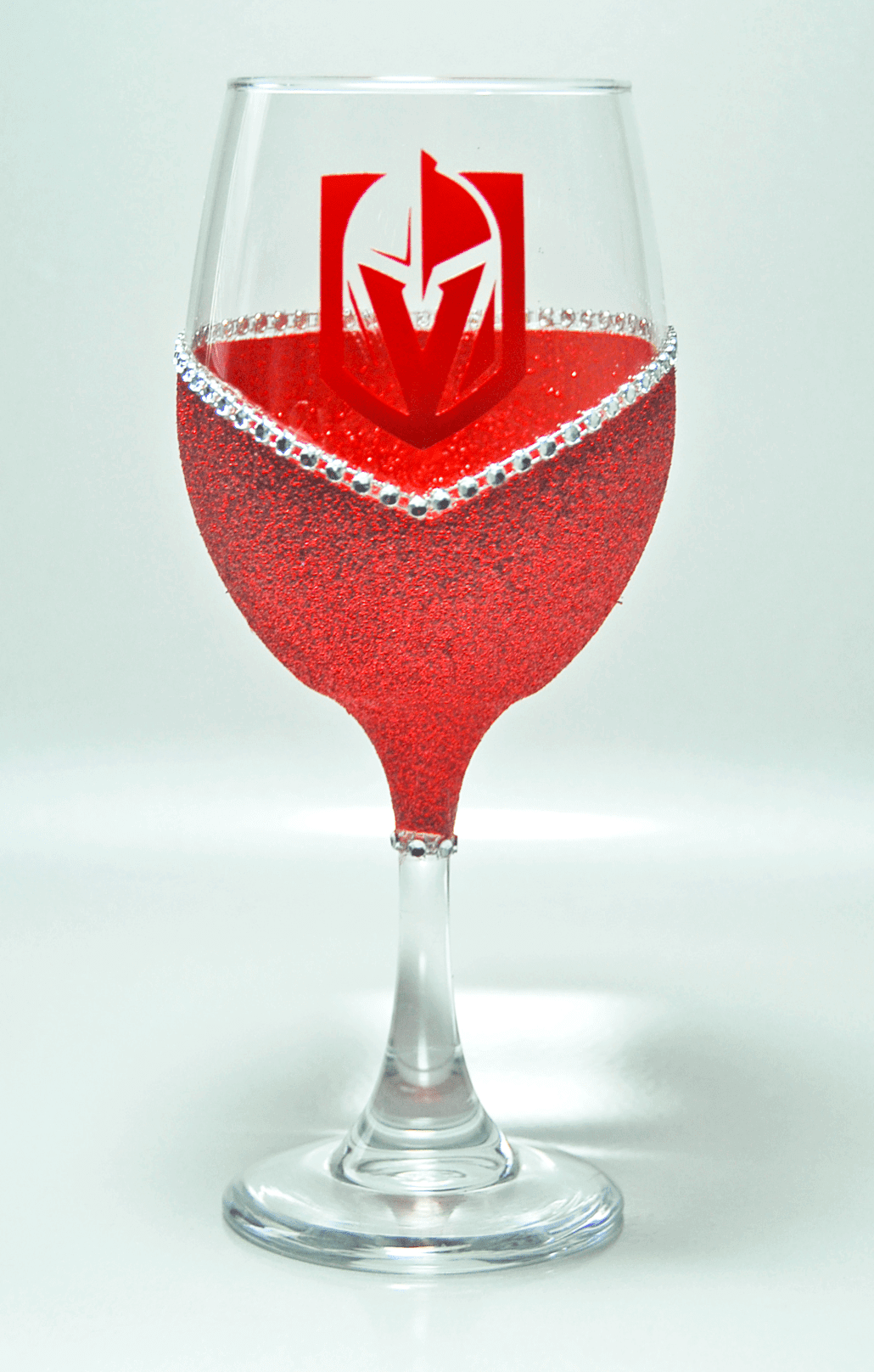 Classy Glassy LV Golden Knights "Bling" V Style Wine Glasses-Choose your color - Winey Bitches - Wine- Women- K9's
