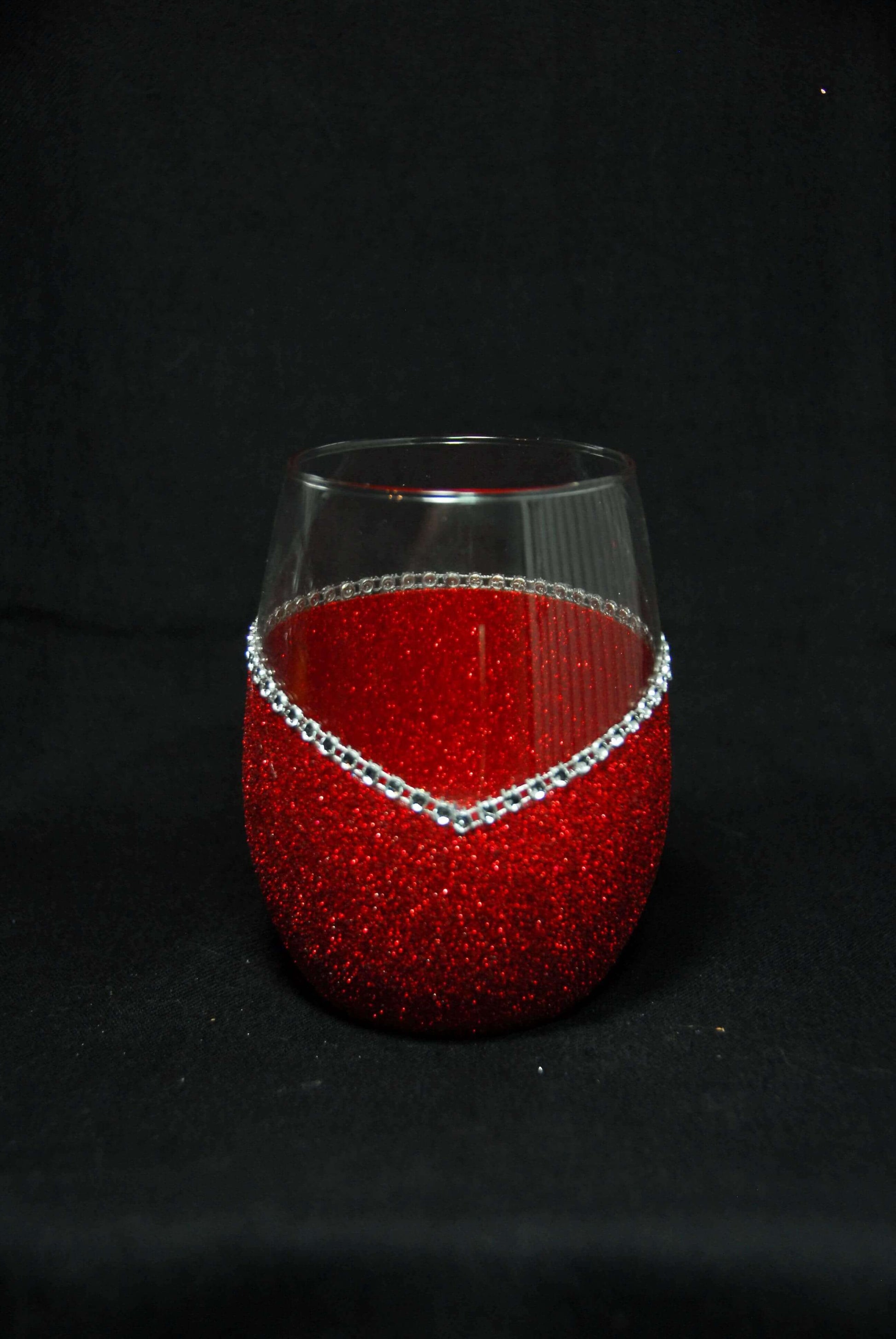 LOVE- Valentine Bling Drinkware Stem or Stemless Wine Glasses-Choose your color - Winey Bitches - Wine- Women- K9's