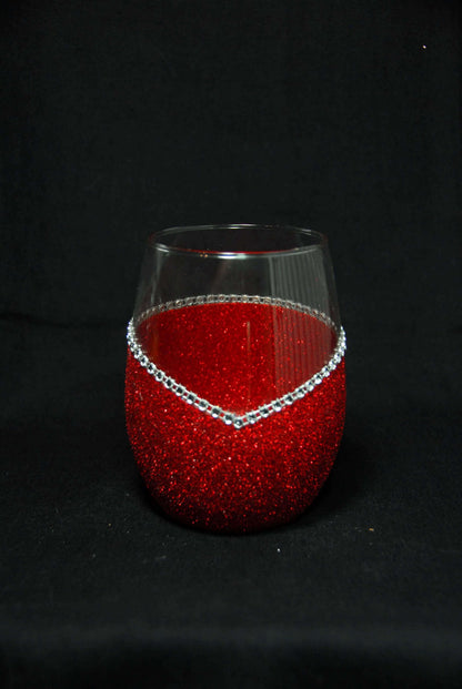 LOVE- Valentine Bling Drinkware Stem or Stemless Wine Glasses-Choose your color - Winey Bitches - Wine- Women- K9's