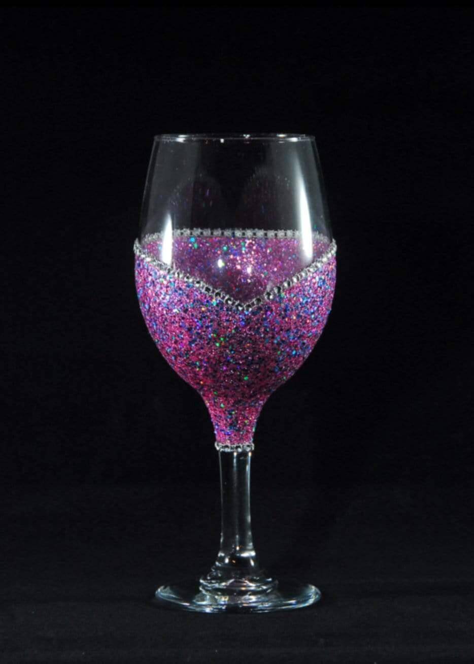 LOVE- Valentine Bling Drinkware Stem or Stemless Wine Glasses-Choose your color - Winey Bitches - Wine- Women- K9's
