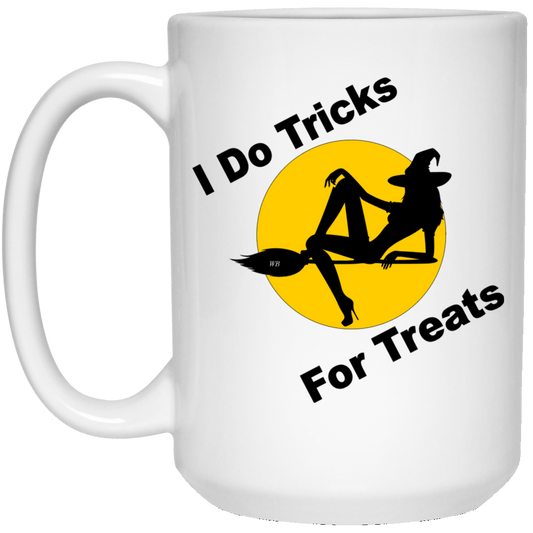Drinkware White / One Size Wine Bitches Co "I do Tricks For Treats" Witch 15 oz. White Mug WineyBitchesCo