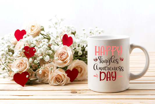 Drinkware White / One Size Winey Bitches Co "Happy Single Awareness Day" 15 oz. White Mug WineyBitchesCo