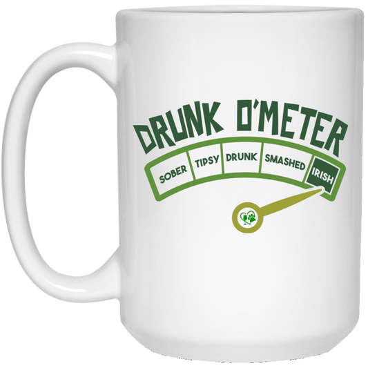 Drinkware White / One Size Winey Bitches Co "Irish Drunk O'Meter" 15 oz. White Mug WineyBitchesCo