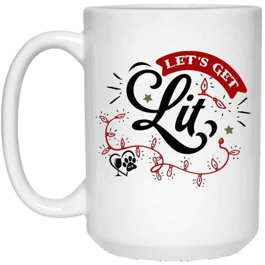 Drinkware White / One Size Winey Bitches Co "Let's Get Lit" 15 oz. White Mug WineyBitchesCo