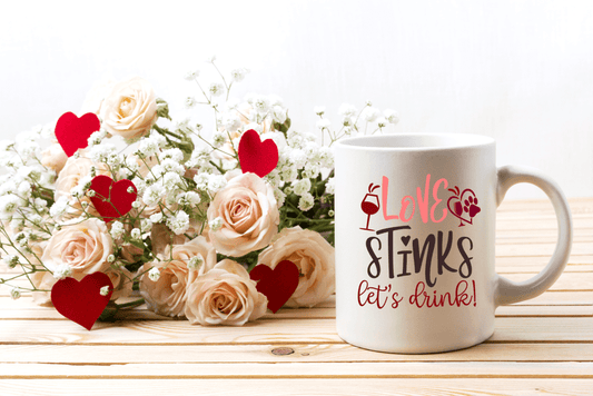 Drinkware White / One Size Winey Bitches Co "Love Stinks, Let's Drink 15 oz. White Mug WineyBitchesCo