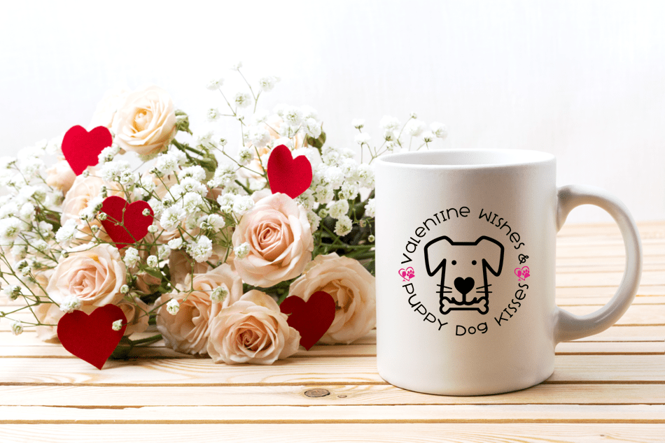 Drinkware White / One Size Winey Bitches Co 'Valentine Wishes and Puppy Dog Kisses" (Dog) 15 oz. White Mug WineyBitchesCo