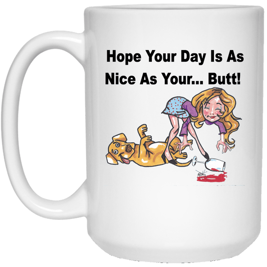 Drinkware White / One Size WineyBitches.co "Nice Butt" 15 oz. White Mug-Black Lettering WineyBitchesCo