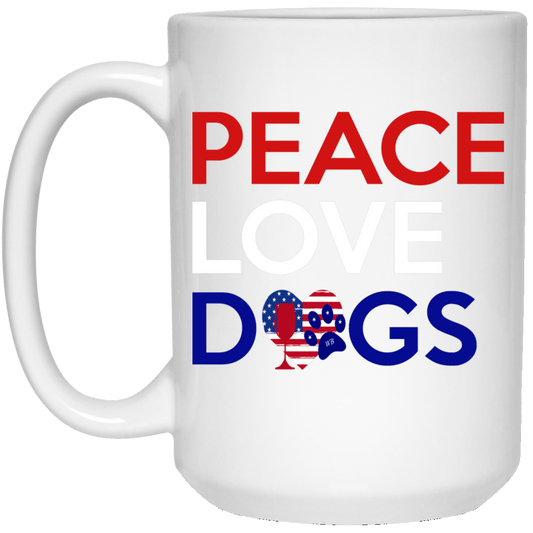 Drinkware White / One Size WineyBitches.Co Peace Love Dogs 15 oz. White Mug WineyBitchesCo
