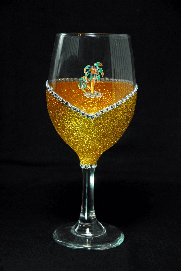 Drinkware Winey Bitches Co Coconut Palmtrees Tipsy Sip "Magnetic Bling for your Wine Glass" WineyBitchesCo