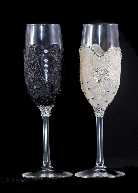 Drinkware Winey Bitches Co Handmade Champaign Flute Set #24 (WS) WineyBitchesCo