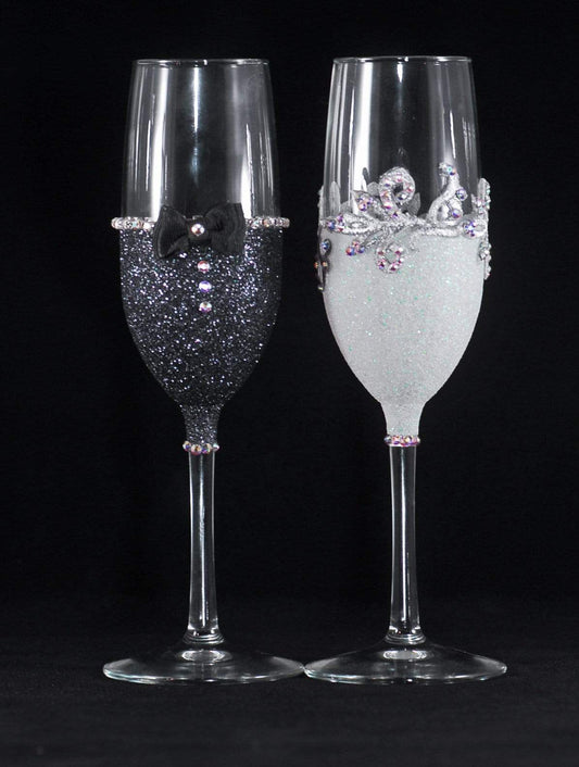 Drinkware Winey Bitches Co Handmade Champaign Flute Set #26 (WS) WineyBitchesCo