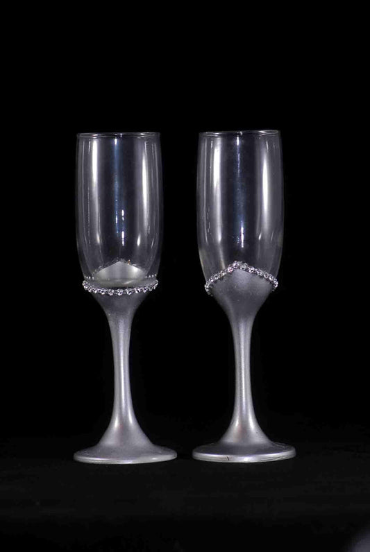 Drinkware Winey Bitches Co Handmade Champaign Wedding Flute Set #18 (WS) WineyBitchesCo