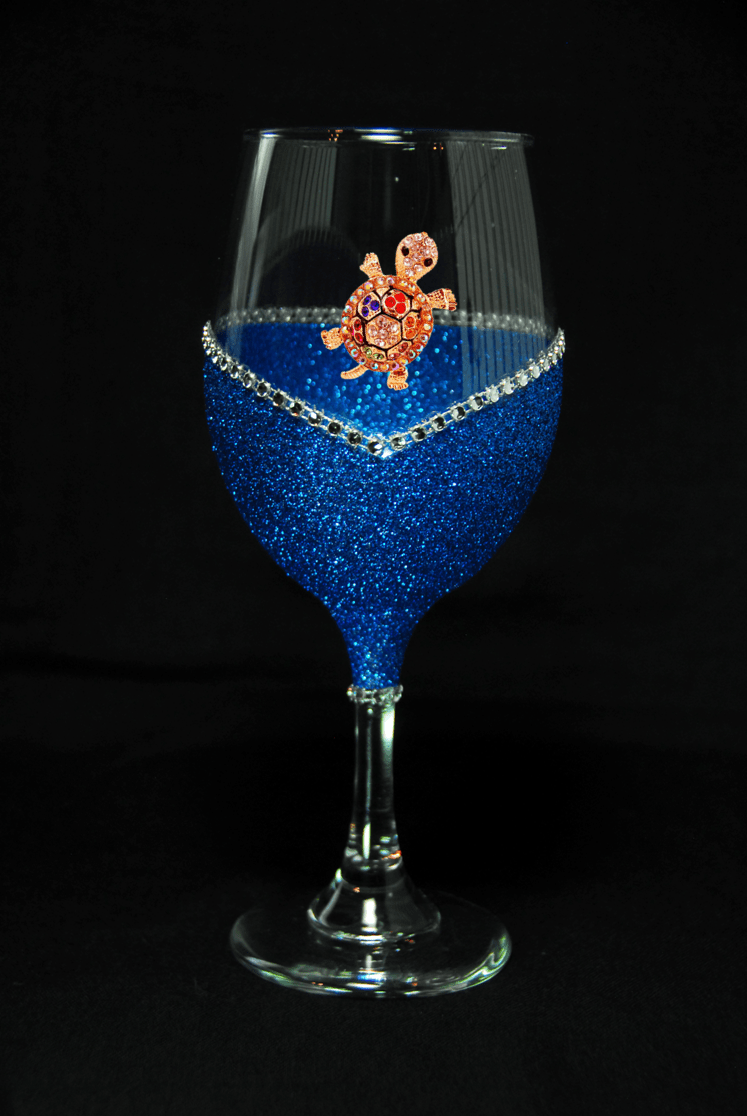 Drinkware Winey Bitches Co Muti-colored Rhinestone Turtle Tipsy Sip "Magnetic Bling for your Wine Glass" WineyBitchesCo