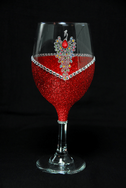 Drinkware Winey Bitches Co Tipsy Sips- Multi Color Rhinestone Peacock "Magnetic Bling for your Wine Glass" WineyBitchesCo