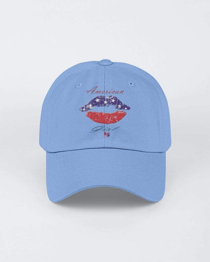 Hats Lt College Blue / M Winey Bitches Co "American Girl" Embroidered 6 Panel Twill Unstructured Cap WineyBitchesCo