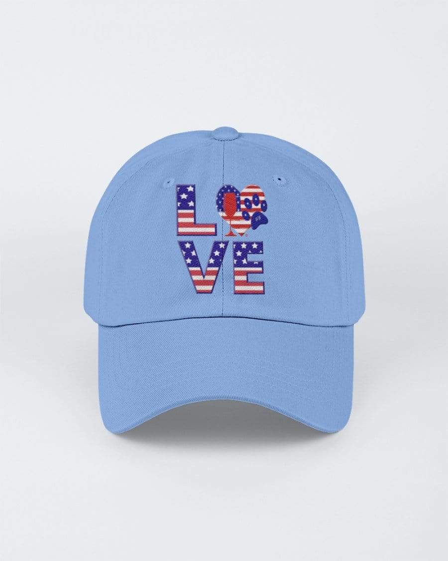 Hats Lt College Blue / M Winey Bitches Co "American Love Paw" Embroidered 6 Panel Twill Unstructured Cap WineyBitchesCo