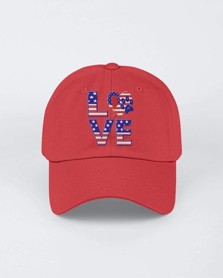 Hats Red / M Winey Bitches Co "American Love Paw" Embroidered 6 Panel Twill Unstructured Cap WineyBitchesCo