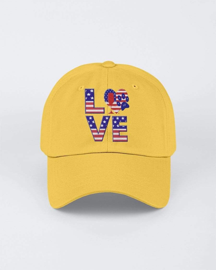 Hats Sunray Yellow / M Winey Bitches Co "American Love Paw" Embroidered 6 Panel Twill Unstructured Cap WineyBitchesCo