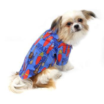 Doggie Hawaiian Camp Shirt - Ukuleles and Surfboards - Winey Bitches - Wine- Women- K9's