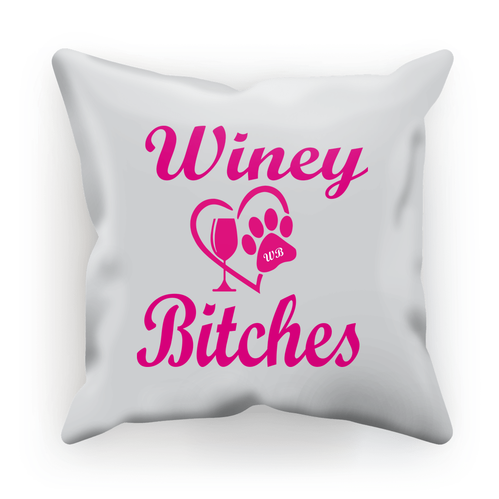Homeware 17.7"x17.7" / Satin Winey Bitches Wine Paw Heart Collection ﻿Winey Bitches Sublimation Cushion Cover WineyBitchesCo