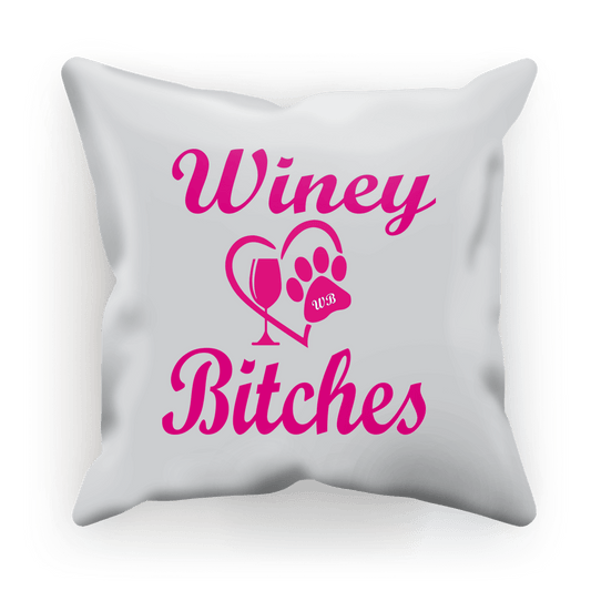 Homeware 17.7"x17.7" / Satin Winey Bitches Wine Paw Heart Collection ﻿Winey Bitches Sublimation Cushion Cover WineyBitchesCo