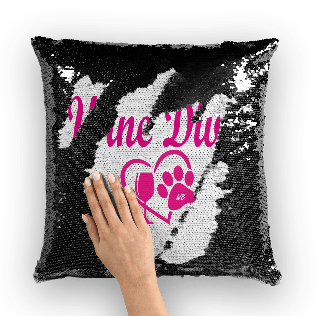 Homeware Black / White WineyBitches.co Wine Diva Collection ﻿Sequin Cushion Cover WineyBitchesCo
