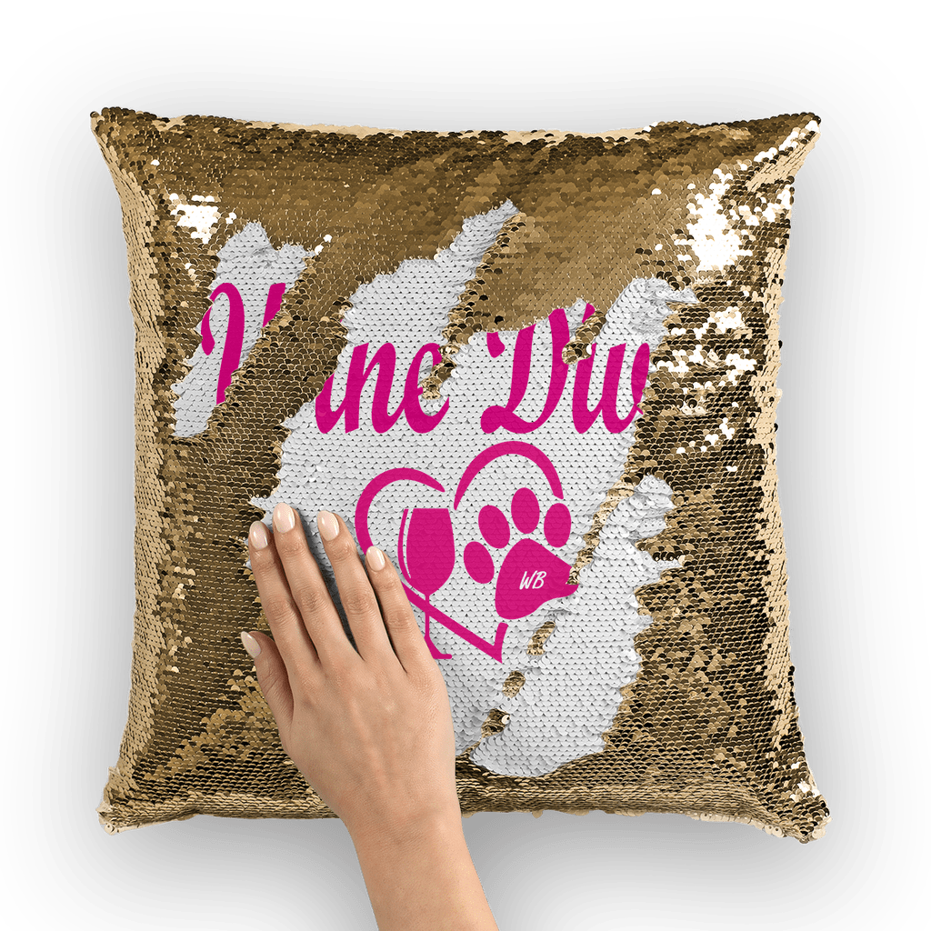 Homeware Gold / White WineyBitches.co Wine Diva Collection ﻿Sequin Cushion Cover WineyBitchesCo
