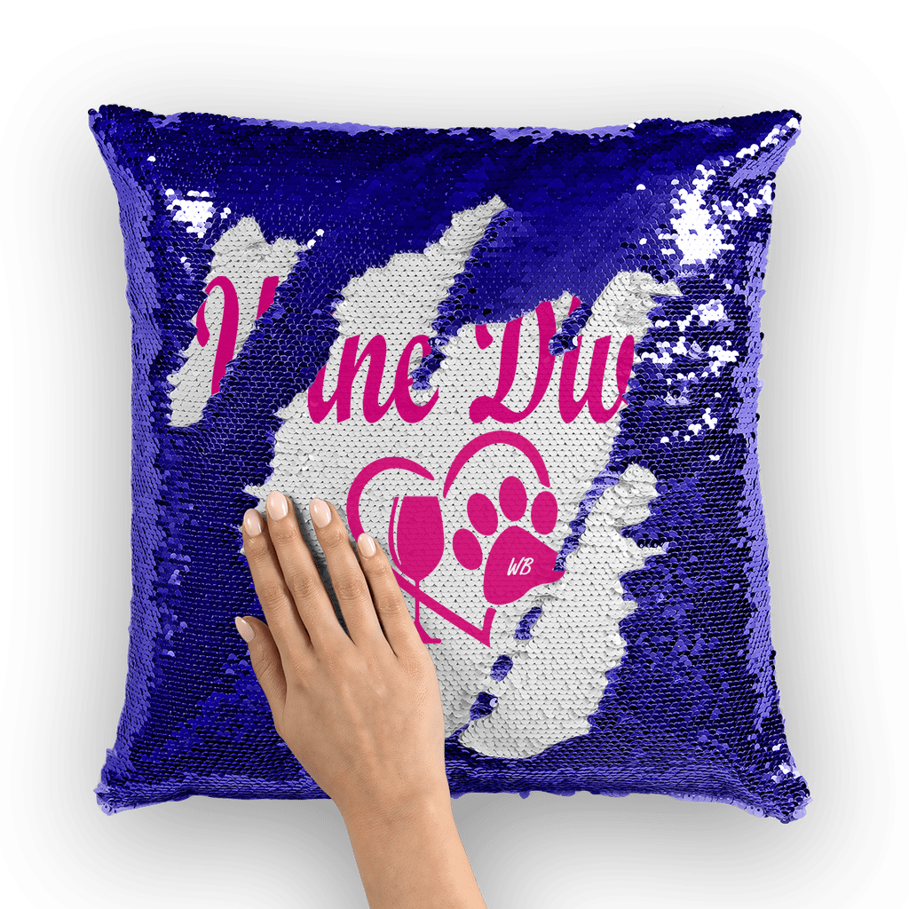 Homeware Navy / Silver WineyBitches.co Wine Diva Collection ﻿Sequin Cushion Cover WineyBitchesCo