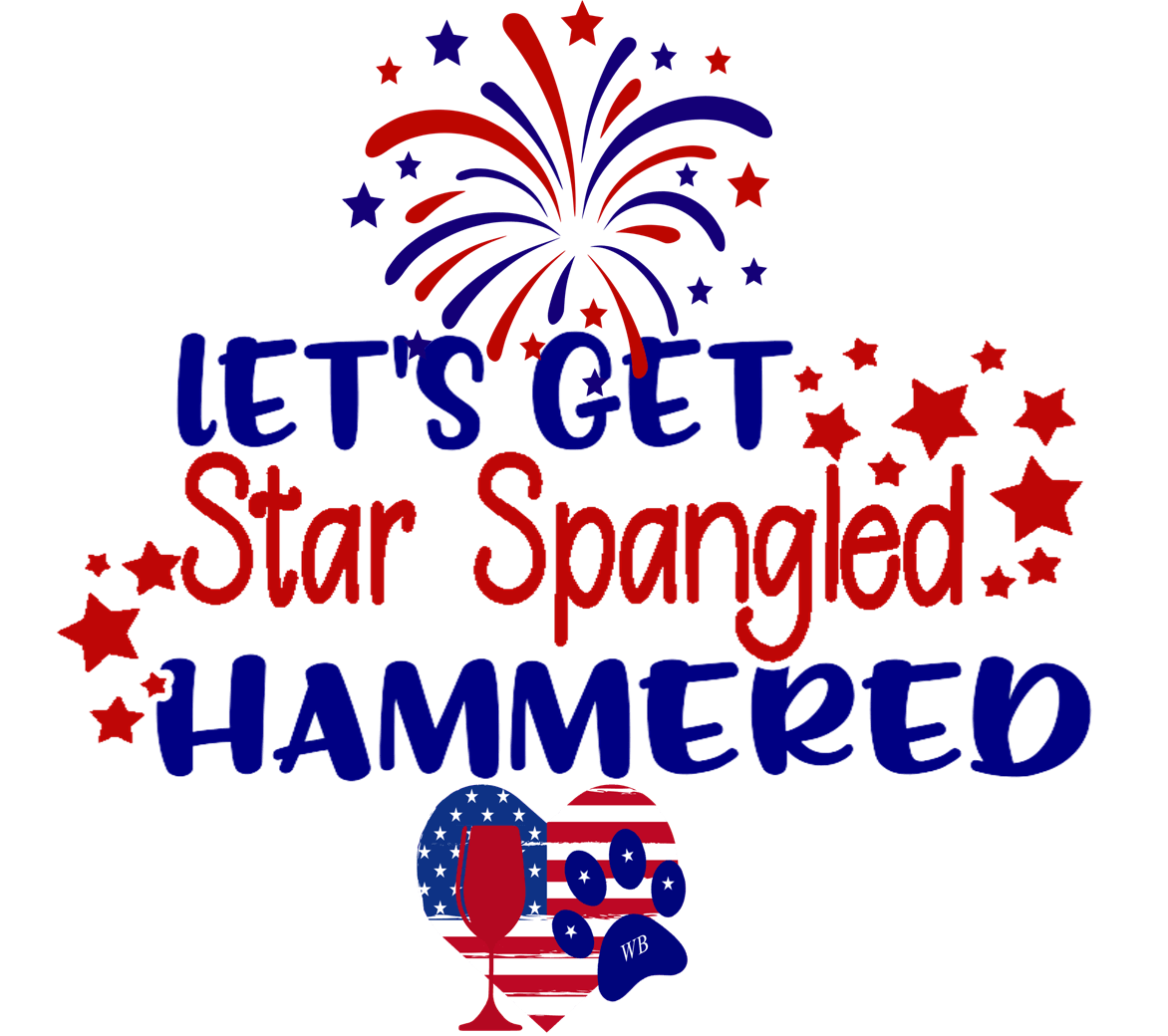 Let’s Get Star Spangled Hammered – Bling Glitter Glass Wine Glasses (4th of July Collection)