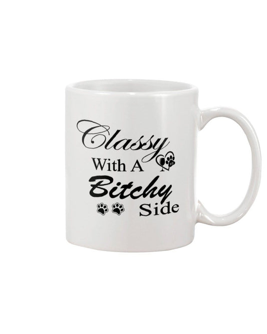 Mugs White / 15Oz Winey Bitches Co "Classy with a Bitchy Side" White Letters- Wht 15oz Mug WineyBitchesCo