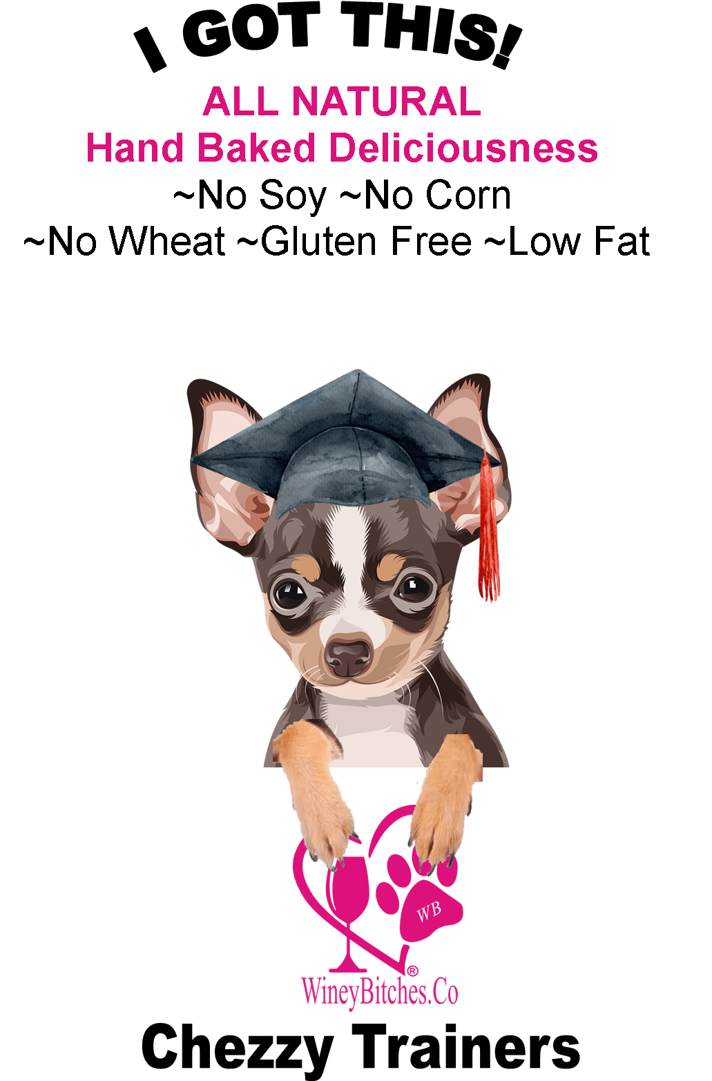 Pet Accessories 1/2 lb Cheezie Trainers Winey Bitches Co Medium Glass Treat Jar with "I'm The Reason Mom Drinks...Treats" WineyBitchesCo