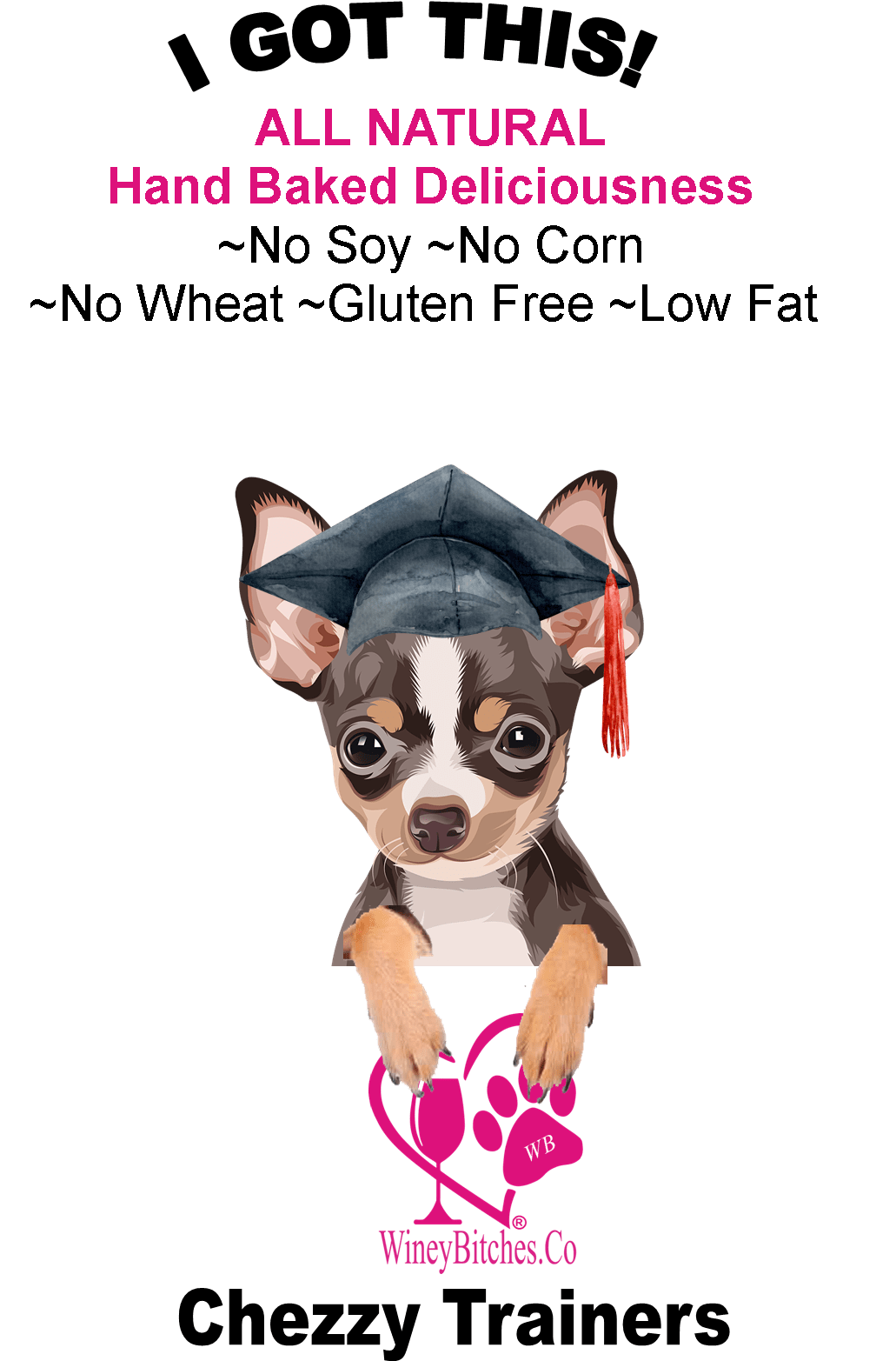 Pet Accessories 1/2 lb Cheezie Trainers Winey Bitches Co Medium Glass Treat Jar with "My Bitches Biscuits" WineyBitchesCo