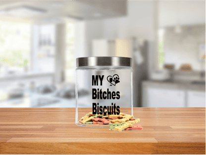 Pet Accessories No Treats Just Jar Winey Bitches Co Medium Glass Treat Jar with "My Bitches Biscuits" WineyBitchesCo