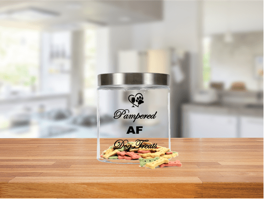 Pet Accessories No Treats Just Jar Winey Bitches Co Medium Glass Treat Jar with "Pampered AF Dog Treats" WineyBitchesCo