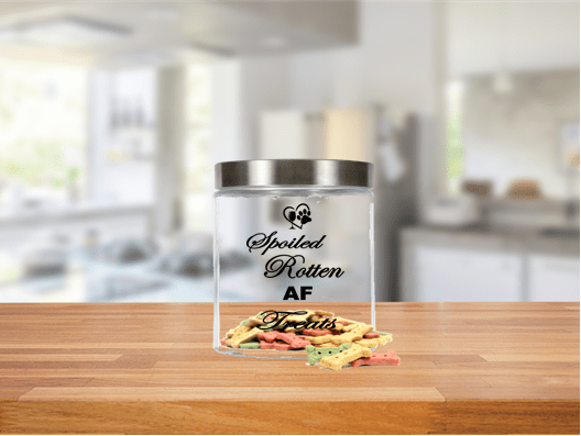 Pet Accessories No Treats Just Jar Winey Bitches Co Medium Glass Treat Jar with "Spoiled Rotton AF Treats" WineyBitchesCo