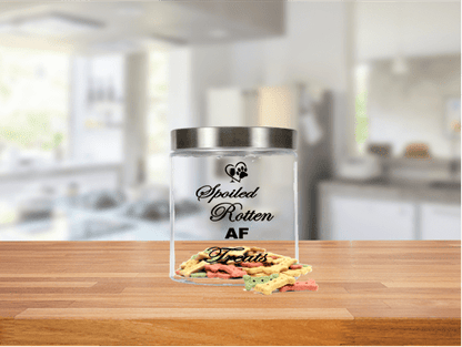 Pet Accessories No Treats Just Jar Winey Bitches Co Medium Glass Treat Jar with "Spoiled Rotton AF Treats" WineyBitchesCo