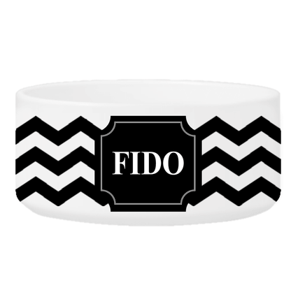 Personalized Large Dog Bowl - Cheerful Chevron - Winey Bitches - Wine- Women- K9's