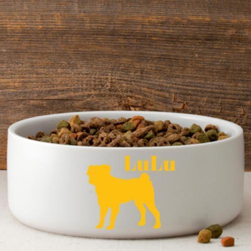 Personalized Man's Best Friend Silhouette Large Dog Bowl - Winey Bitches - Wine- Women- K9's