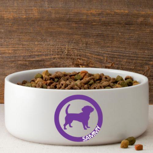 Personalized Circle of Love Silhouette Large Dog Bowl - Winey Bitches - Wine- Women- K9's