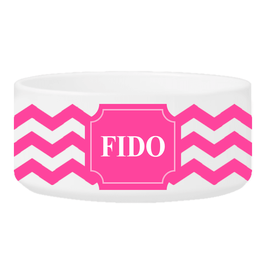 Personalized Large Dog Bowl - Cheerful Chevron - Winey Bitches - Wine- Women- K9's