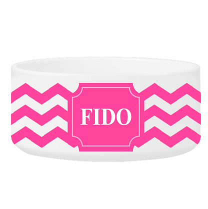 Personalized Large Dog Bowl - Cheerful Chevron - Winey Bitches - Wine- Women- K9's