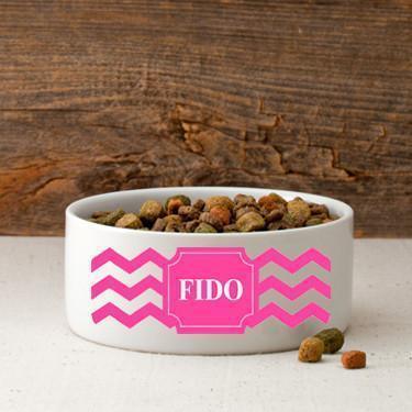 Personalized Small Dog Bowl - Cheerful Chevron - Winey Bitches - Wine- Women- K9's