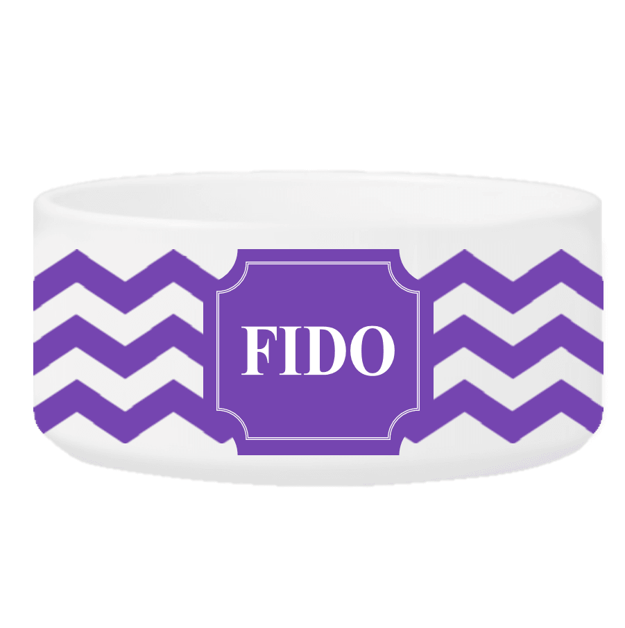 Personalized Large Dog Bowl - Cheerful Chevron - Winey Bitches - Wine- Women- K9's