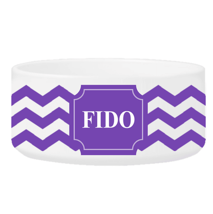 Personalized Small Dog Bowl - Cheerful Chevron - Winey Bitches - Wine- Women- K9's