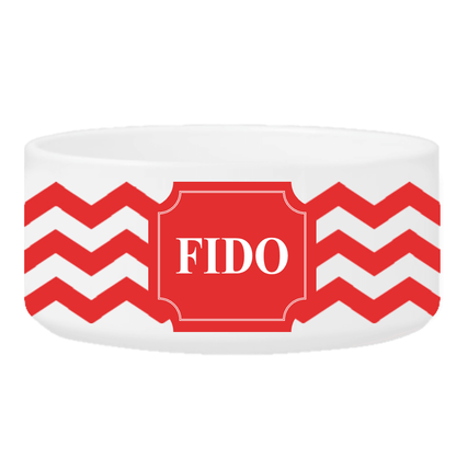 Personalized Large Dog Bowl - Cheerful Chevron - Winey Bitches - Wine- Women- K9's