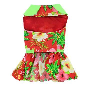 Hawaiian Red Hibiscus Designer Dog Dress with Leash - Winey Bitches - Wine- Women- K9's